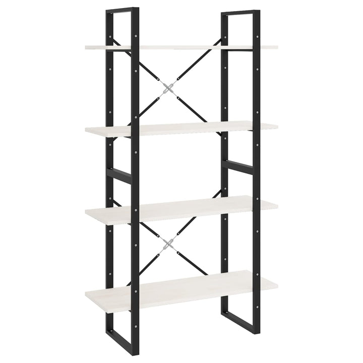 bogreol med 4 hylder 80x30x140 cm massivt fyrretræ hvid