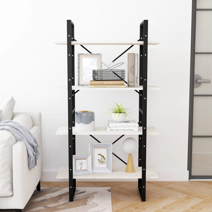 bogreol med 4 hylder 80x30x140 cm massivt fyrretræ hvid