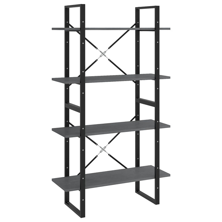 bogreol med 4 hylder 80x30x140 cm massivt fyrretræ grå