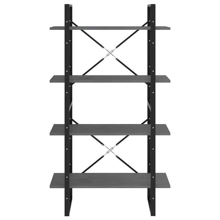 bogreol med 4 hylder 80x30x140 cm massivt fyrretræ grå