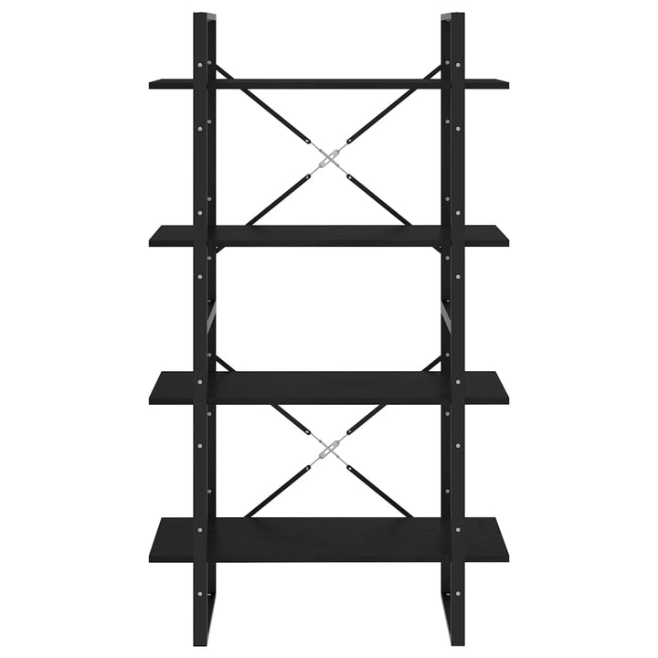 bogreol med 4 hylder 80x30x140 cm massivt fyrretræ sort