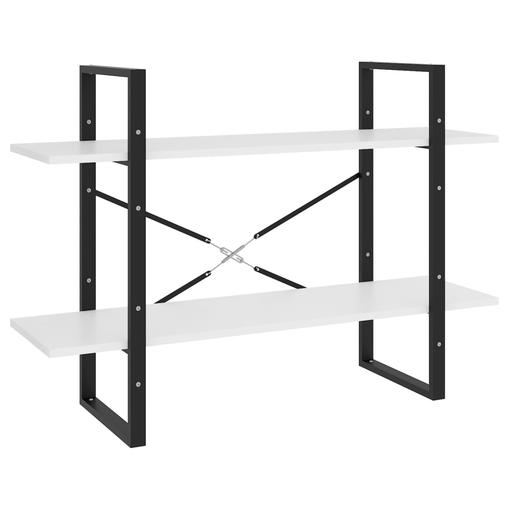 bogreol med 2 hylder 100x30x70 cm konstrueret træ hvid