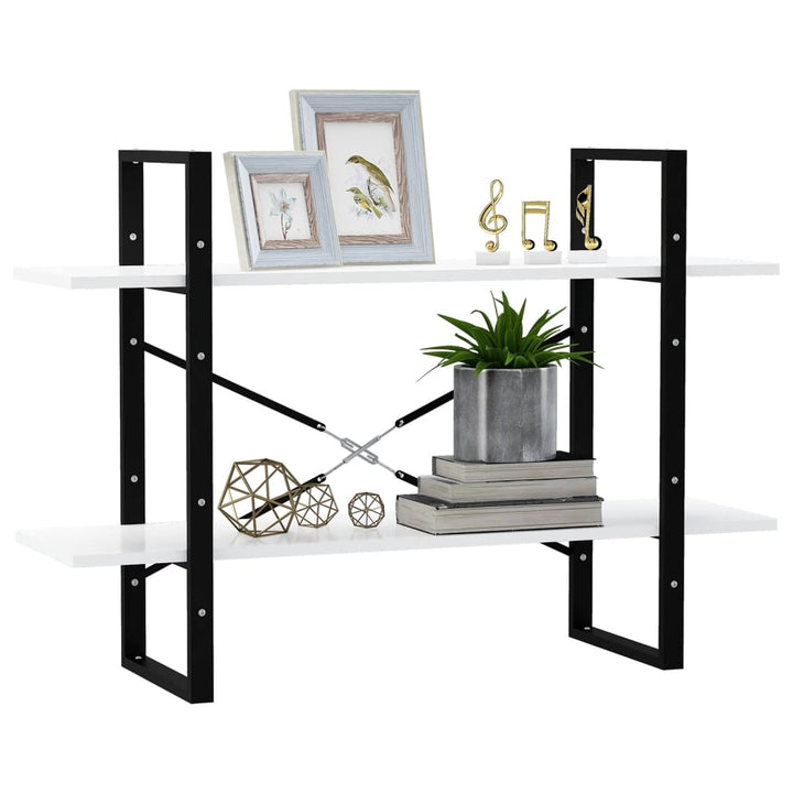 bogreol med 2 hylder 100x30x70 cm konstrueret træ hvid