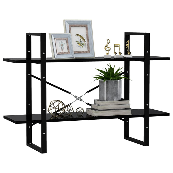 bogreol med 2 hylder 100x30x70 cm konstrueret træ sort
