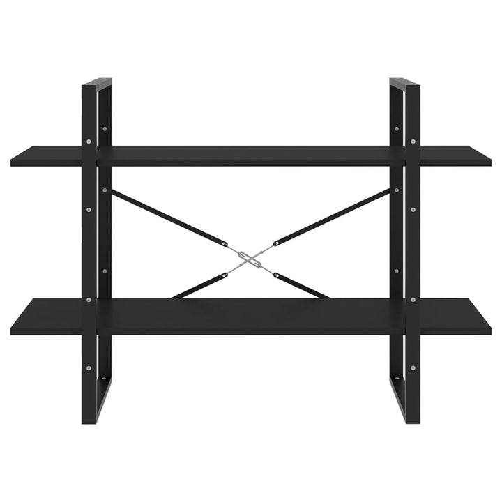 bogreol med 2 hylder 100x30x70 cm konstrueret træ sort