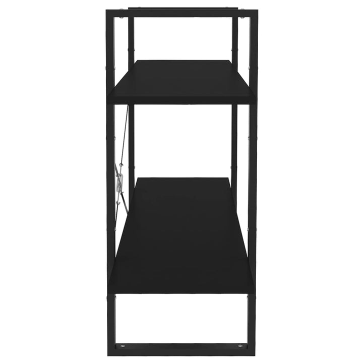 bogreol med 2 hylder 100x30x70 cm konstrueret træ sort
