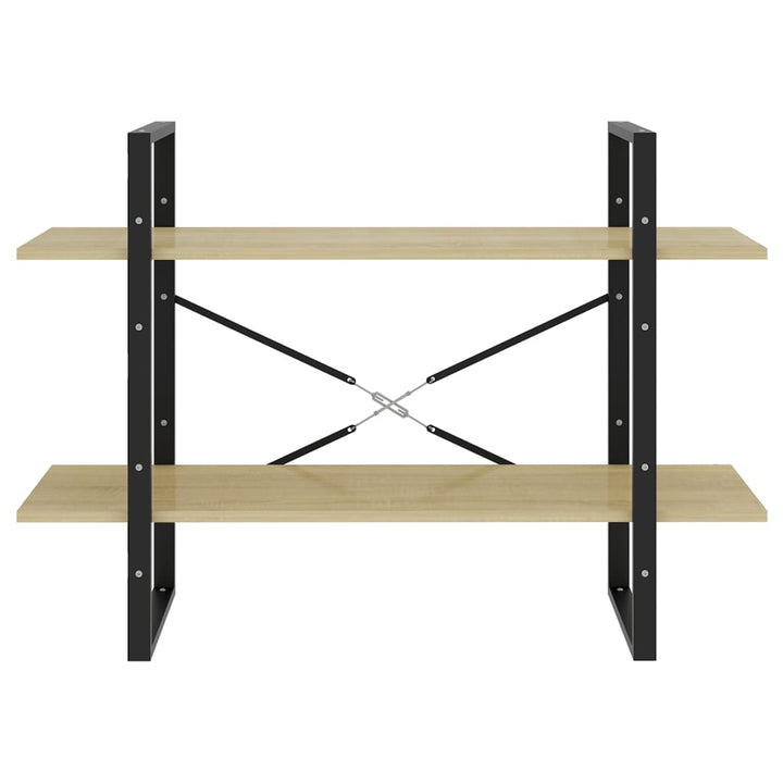 bogreol med 2 hylder 100x30x70 cm konstrueret træ sonoma-eg