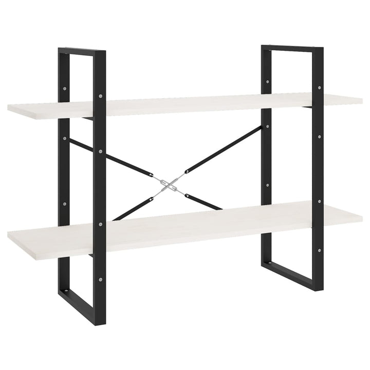 bogreol med 2 hylder 100x30x70 cm massivt fyrretræ hvid