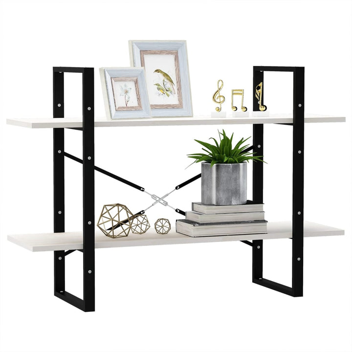 bogreol med 2 hylder 100x30x70 cm massivt fyrretræ hvid