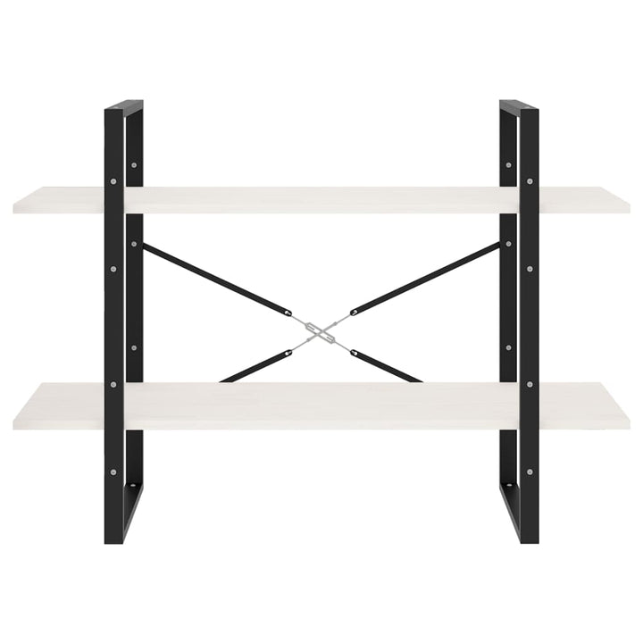 bogreol med 2 hylder 100x30x70 cm massivt fyrretræ hvid