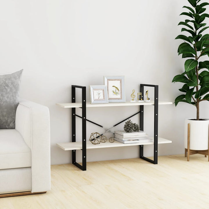 bogreol med 2 hylder 100x30x70 cm massivt fyrretræ hvid