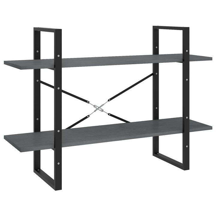 bogreol med 2 hylder 100x30x70 cm massivt fyrretræ grå