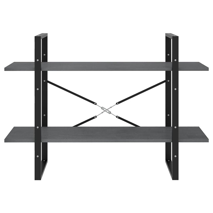 bogreol med 2 hylder 100x30x70 cm massivt fyrretræ grå