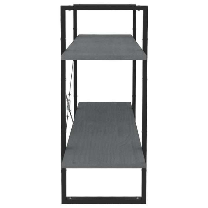 bogreol med 2 hylder 100x30x70 cm massivt fyrretræ grå
