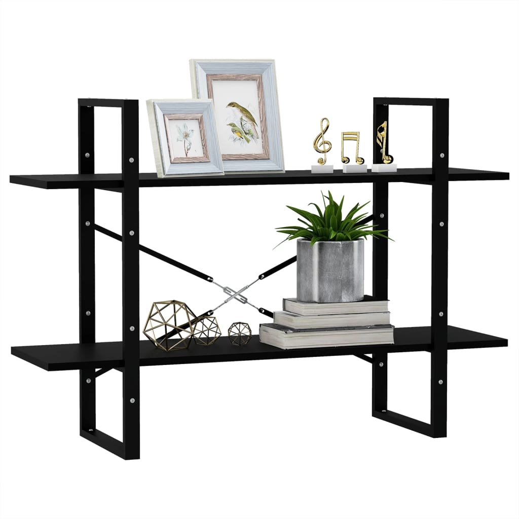 bogreol med 2 hylder 100x30x70 cm massivt fyrretræ sort