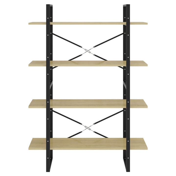 bogreol med 4 hylder 100x30x140 cm konstrueret træ sonoma-eg