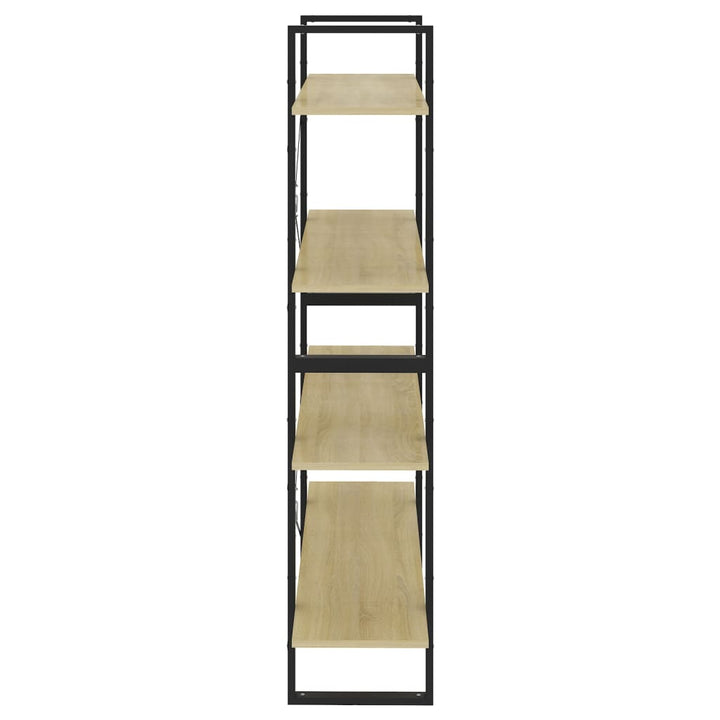 bogreol med 4 hylder 100x30x140 cm konstrueret træ sonoma-eg