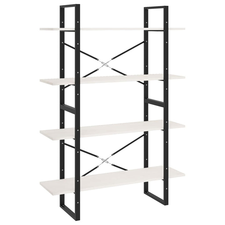 bogreol med 4 hylder 100x30x140 cm massivt fyrretræ hvid