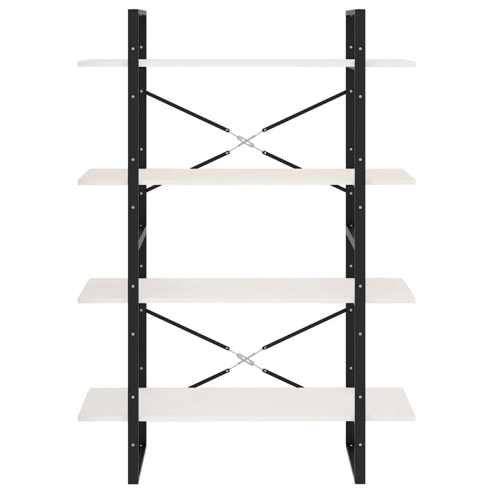 bogreol med 4 hylder 100x30x140 cm massivt fyrretræ hvid