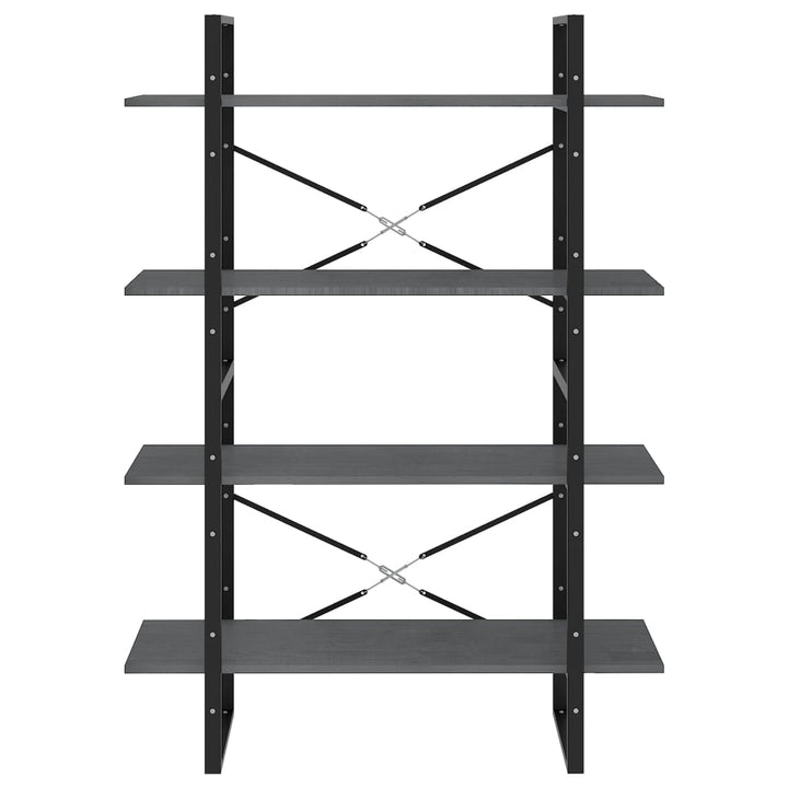 bogreol med 4 hylder 100x30x140 cm massivt fyrretræ grå