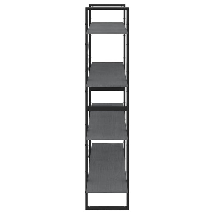 bogreol med 4 hylder 100x30x140 cm massivt fyrretræ grå