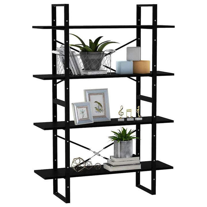 bogreol med 4 hylder 100x30x140 cm massivt fyrretræ sort