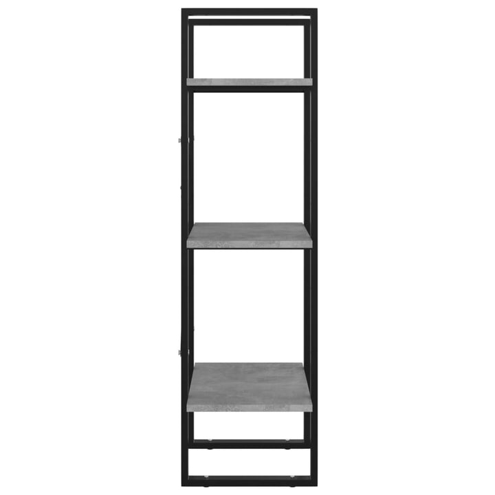 bogreol med 3 hylder 40x30x105 cm konstrueret træ betongrå