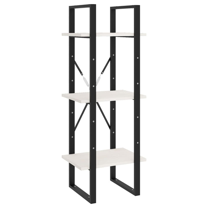 bogreol med 3 hylder 40x30x105 cm massivt fyrretræ hvid