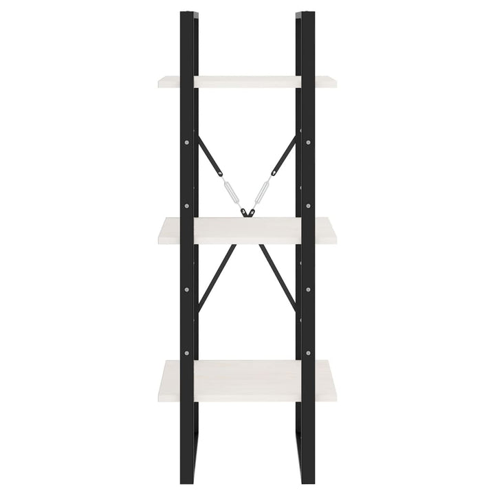 bogreol med 3 hylder 40x30x105 cm massivt fyrretræ hvid
