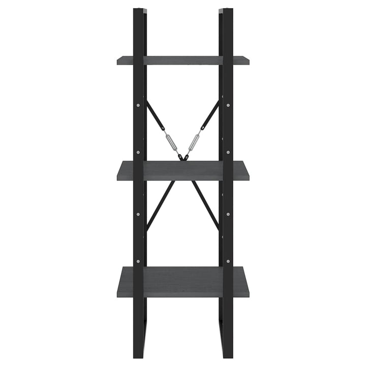 bogreol med 3 hylder 40x30x105 cm massivt fyrretræ grå