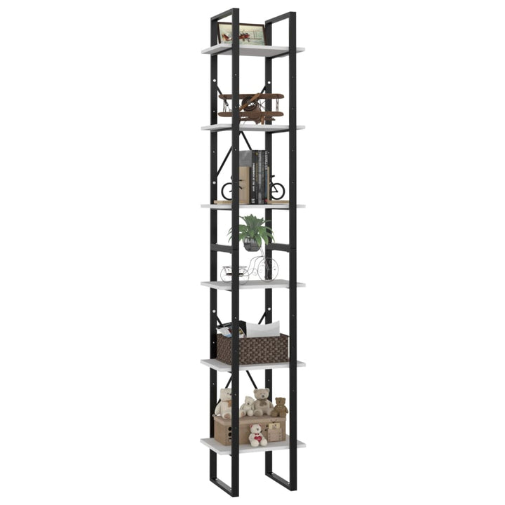 bogreol med 6 hylder 40x30x210 cm konstrueret træ hvid