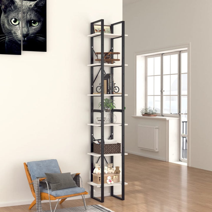 bogreol med 6 hylder 40x30x210 cm konstrueret træ hvid