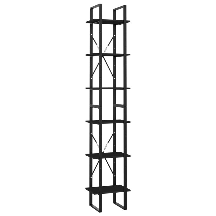 bogreol med 6 hylder 40x30x210 cm konstrueret træ sort