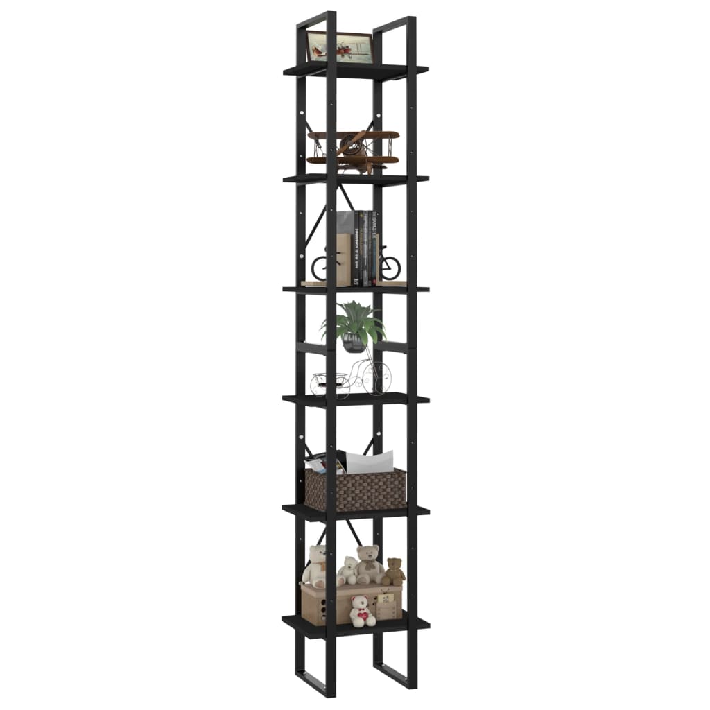 bogreol med 6 hylder 40x30x210 cm konstrueret træ sort