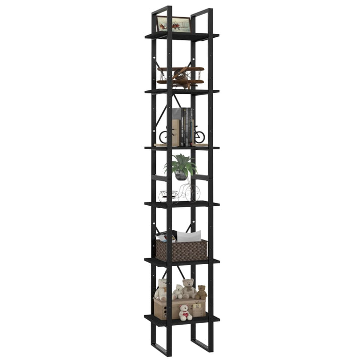 bogreol med 6 hylder 40x30x210 cm konstrueret træ sort