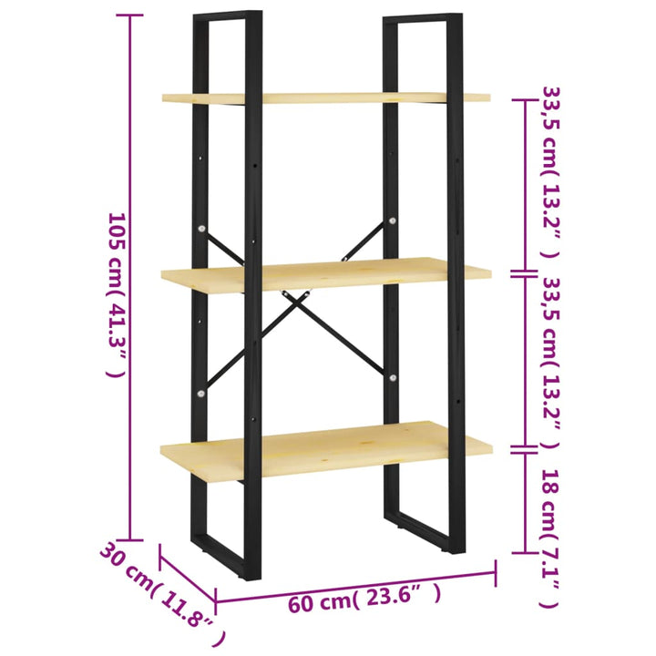 opbevaringsreol 60x30x105 cm massivt fyrretræ