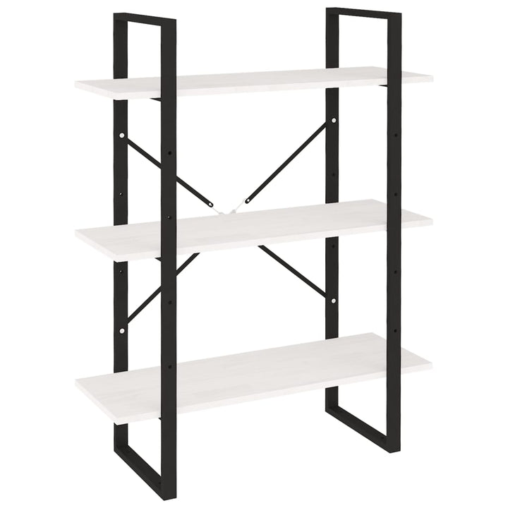 bogreol med 3 hylder 80x30x105 cm massivt fyrretræ hvid