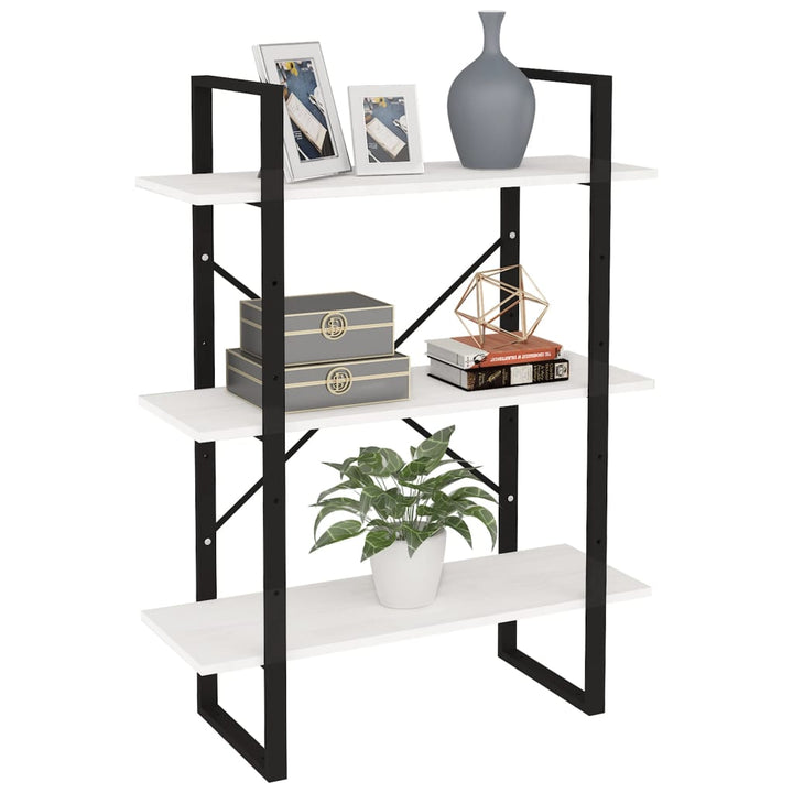 bogreol med 3 hylder 80x30x105 cm massivt fyrretræ hvid