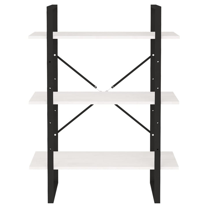 bogreol med 3 hylder 80x30x105 cm massivt fyrretræ hvid