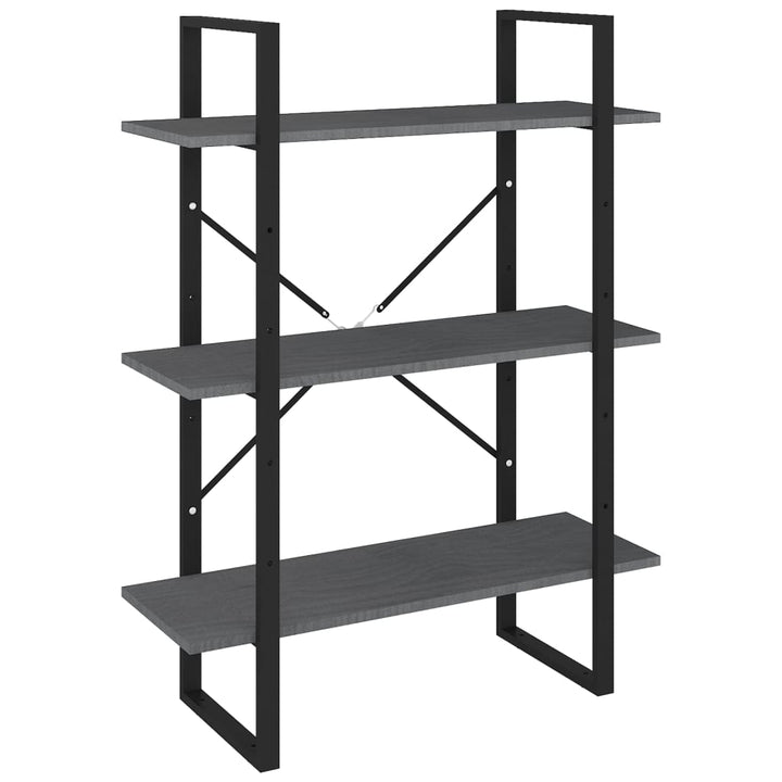 bogreol med 3 hylder 80x30x105 cm massivt fyrretræ grå