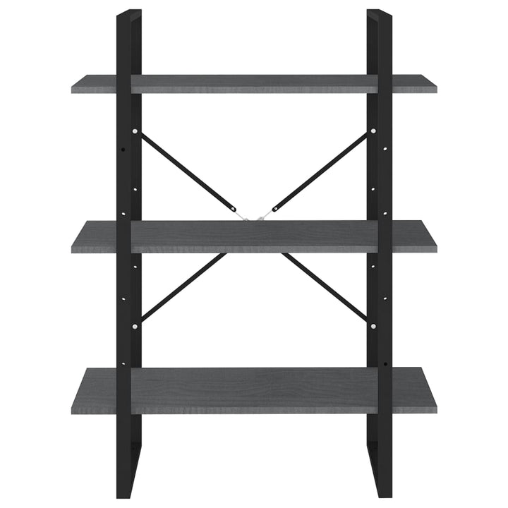 bogreol med 3 hylder 80x30x105 cm massivt fyrretræ grå