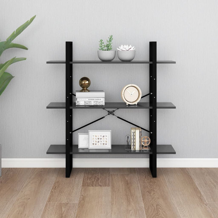 bogreol 100x30x105 cm konstrueret træ grå