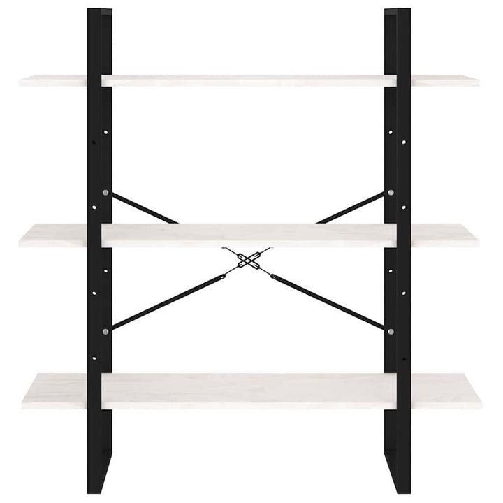 bogreol med 3 hylder 100x30x105 cm massivt fyrretræ hvid