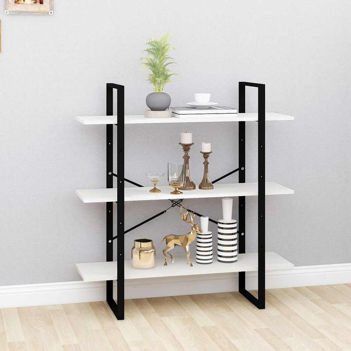 bogreol med 3 hylder 100x30x105 cm massivt fyrretræ hvid