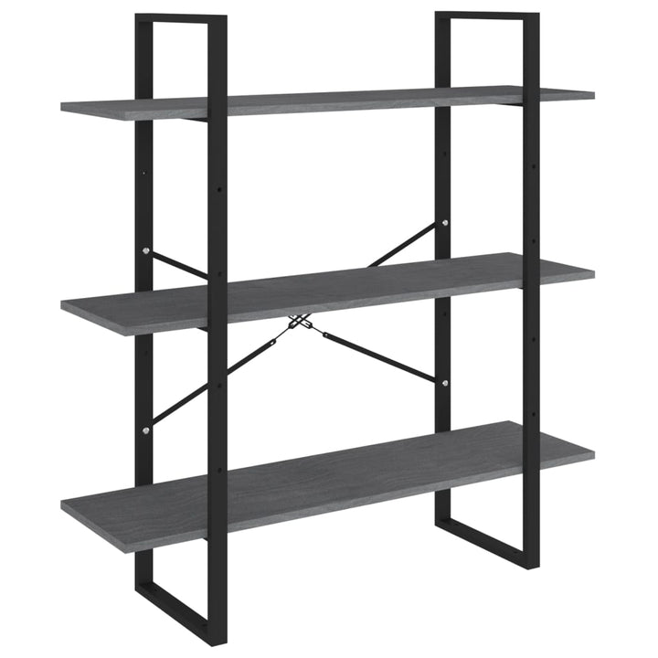 bogreol med 3 hylder 100x30x105 cm massivt fyrretræ grå