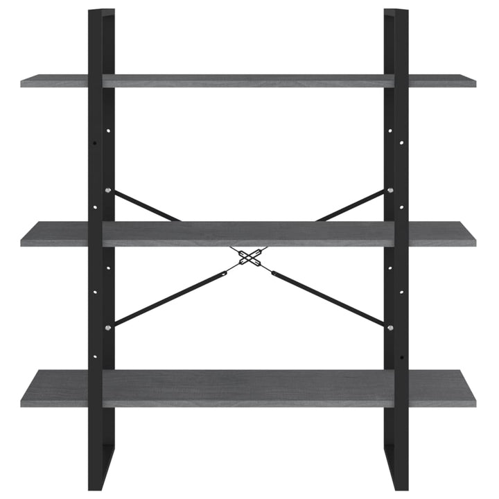 bogreol med 3 hylder 100x30x105 cm massivt fyrretræ grå