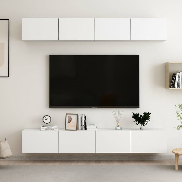 tv-skabe 4 stk. 100x30x30 cm konstrueret træ hvid