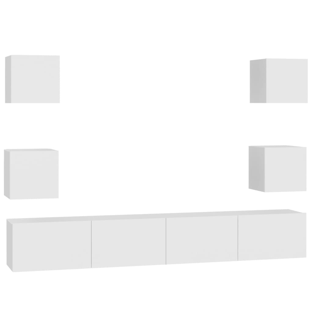 tv-skabssæt 6 dele konstrueret træ hvid