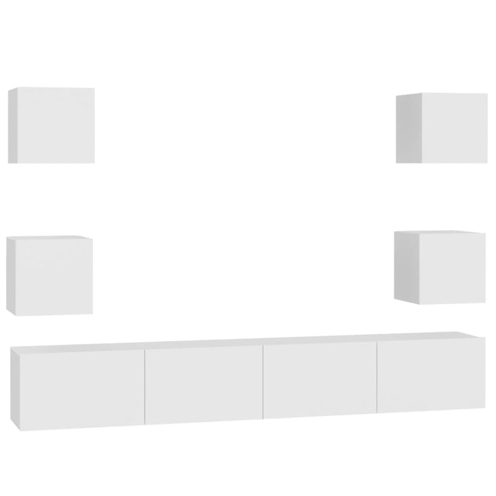 tv-skabssæt 6 dele konstrueret træ hvid
