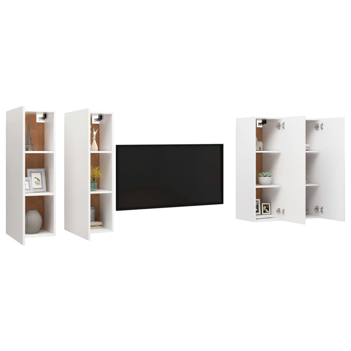 tv-borde 4 stk. 30,5x30x90 cm konstrueret træ hvid